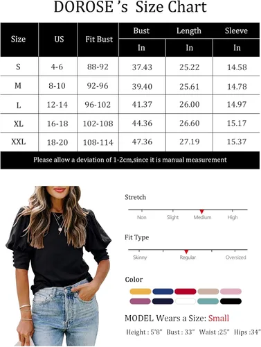 Miniatura 5 de DOROSE blusa holgada e informal con mangas fruncidas para mujer