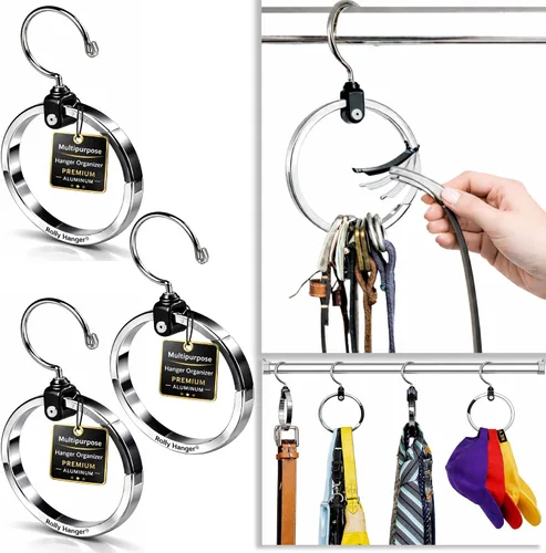 Miniatura 22 de ROLLY HANGER Perchas multiusos para armario, colgador de corbata y cinturón para armario, gran organizador de cinturón que ahorra espacio