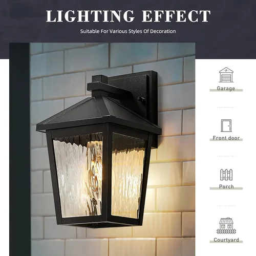 Miniatura 4 de zeyu 20076BS BK-WP - Iluminación de pared para exteriores de 10.5 pulgadas, lámpara de pared de patio para porche de casa, aluminio fundido a