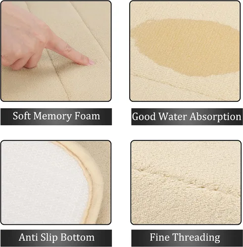 Miniatura 6 de uxcell Alfombra de baño de espuma viscoelástica, tapete absorbente para la cocina, tapete suave y cómodo para suelos de cocina y baño, 63 x 24 Beige