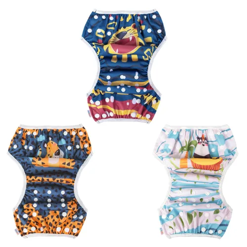 Miniatura 98 de Alva, Pañales de bebé para nadar, paquete de 2 unidades, talle único, reutilizable, lavable y ajustable de 0 a 36 meses. Tamaño de 10 a 40 lbs