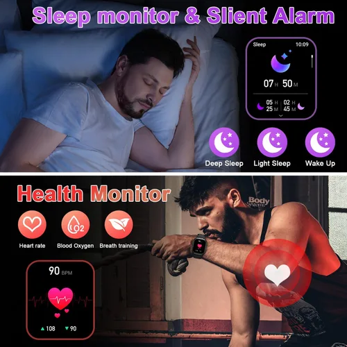 Miniatura 3 de Reloj inteligente para hombre con rastreador de fitness: impermeable, realiza/contesta llamadas, relojes digitales militares, corre, smartwatch