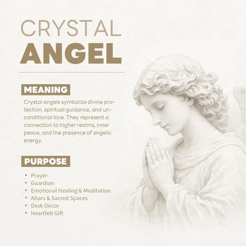 Miniatura 2 de TUMBEELLUWA Figura de ángel guardián de cristal tallado de 3 pulgadas, estatua de piedra de bolsillo de palma de ángel de la paz curativa, cuarzo