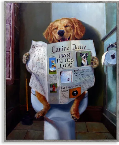 Miniatura 5 de Stupell Industries 'Periódico de lectura de perros en el inodoro', arte giclée enmarcado, gris, 11 x 14 pulgadas, fácil de colgar y resistente