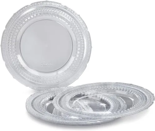 Miniatura 16 de Paquete de 240 platos, platos desechables de plástico extra pesados para fiesta de boda vintage (plato llano de 11 pulgadas, blanco castillo)
