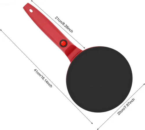 Miniatura 5 de Máquina eléctrica de crepas de 8 pulgadas de 550 W con superficie antiadherente, máquina de panqueques portátil para cocina casera, incluye bandeja