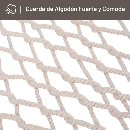 Miniatura 4 de SUNCREAT Hamaca doble de cuerda tradicional Hamaca doble con barra esparcidora de madera dura y bolsa de transporte, capacidad de 450 libras, natural