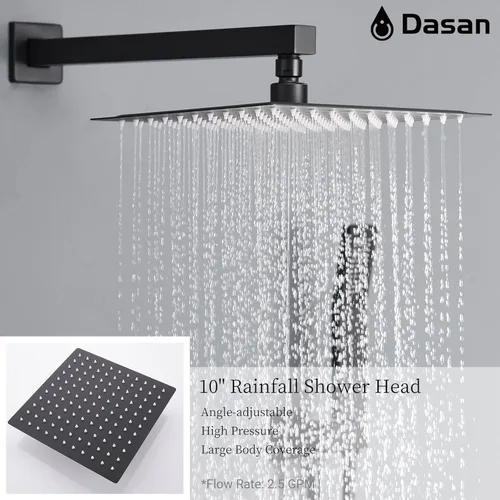 Miniatura 3 de DASAN Juego completo de grifos de ducha de bañera, sistema completo de ducha de bañera negro mate con boquilla de bañera, juego de grifo de bañera
