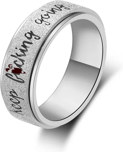 Miniatura 17 de Fidget Ring Women for Anxiety Rings:Personalized Inspirational Mantra Stainless Steel Silver Black Rainbow Rose Gold Spinning Ring for Men Women