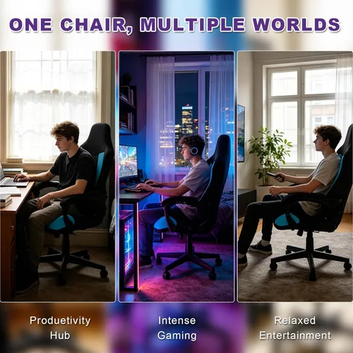 Miniatura 7 de Fundas para Sillas Gaming Solamente, Elásticas Suaves Gruesas de Malla Transpirable Resistentes a Rayones Funda de Asiento para Silla Gaming con 2