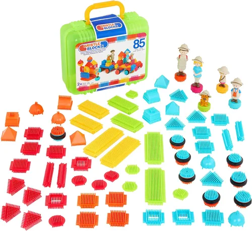 Miniatura 10 de Battat Bloques de cerdas - Bloques de construcción entrelazados STEM - Juego de 50 piezas - Estuche de transporte reutilizable - Juguetes