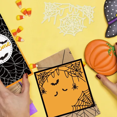 Miniatura 3 de GLOBLELAND Troqueles de corte de telaraña de Halloween para bricolaje Scrapbooking Metal Halloween Murallas de murciélago troquelado plantillas
