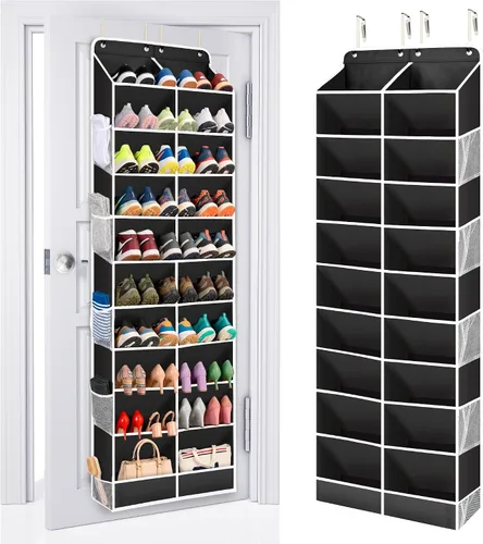 Miniatura 10 de ULG Organizador de zapatos sobre la puerta con 16 bolsillos grandes, zapatero colgante para puerta de armario, almacenamiento de zapatos que ahorra