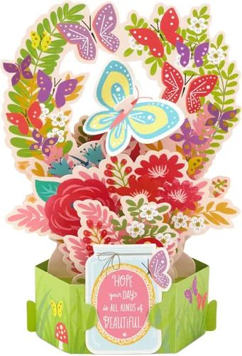 Miniatura 2 de Hallmark Paper Wonder - Tarjeta desplegable para cumpleaños, pensando en ti, felicitaciones o cualquier ocasión (flores y mariposas)