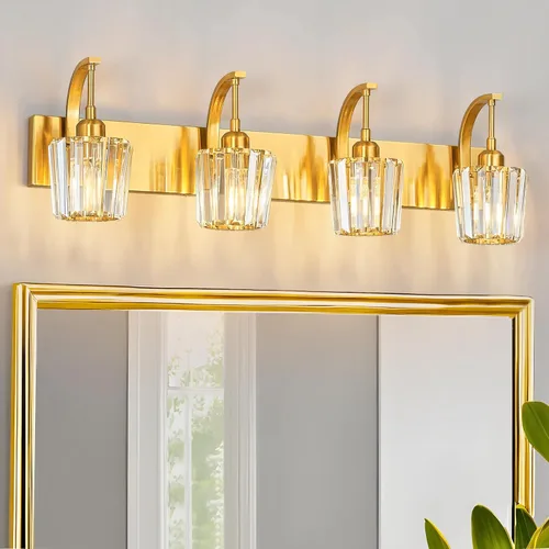 Miniatura 9 de Luces de tocador de cristal de 3 luces negras para tocador de baño, modernas lámparas de baño de cristal sobre espejo de 23.62 pulgadas de largo