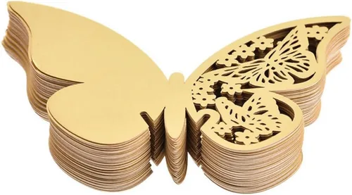 Miniatura 6 de AKOAK Papel perlado con diseño de mariposa, número de mesa, tarjeta de nombre, copa de vino, decoración de pared, calcomanías para decoración