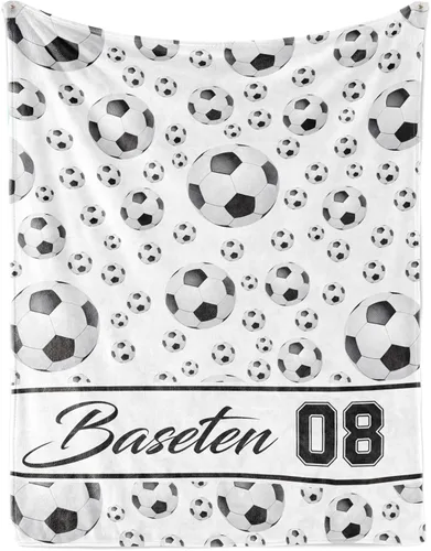 Miniatura 10 de Manta de fútbol personalizada con nombre, mantas personalizadas suaves para deportes de fútbol, mantas de cama verde, regalo personalizado