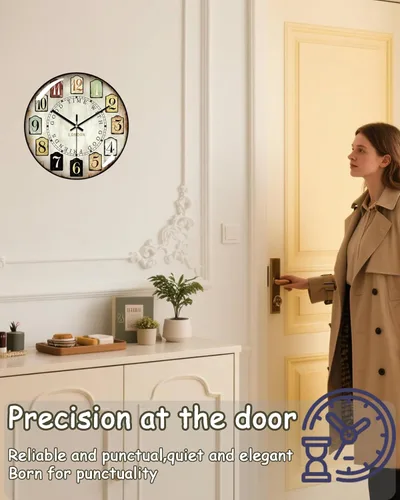 Miniatura 7 de Relojes de pared decorativos que funcionan con pilas, reloj de pared retro con esfera de cristal, esfera de 12 pulgadas con números romanos