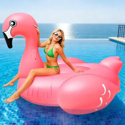 TURNMEON Flotador inflable de flamenco gigante de 102 pulgadas, flotador inflable de verano para playa, piscina, fiesta, juguetes para montar, balsa