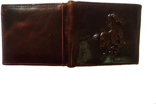 Miniatura 157 de Hombres Cool Eagle Wolf Caballo Totem Cuero Vaca Vertical Cartera Cremallera Multi-tarjeta Titular, Tótem de caballo, Minimalista