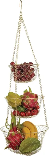 Miniatura 10 de Fox Run Cestas de frutas colgantes de cocina de cobre de 3 niveles, 32 pulgadas