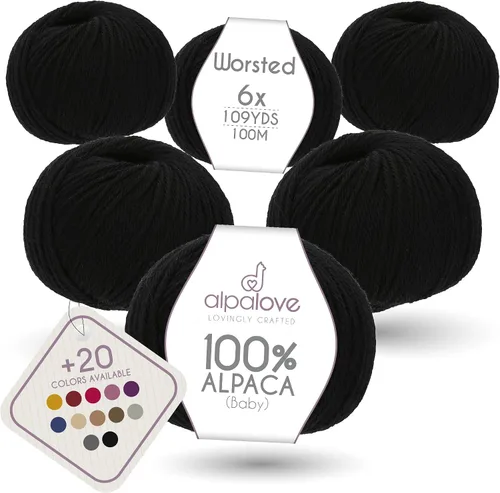 Miniatura 40 de Set de Lana Abultada (6 x 50 g) Súper Suave de Alpaca Bebé para Tejer Antracita 300 Metros