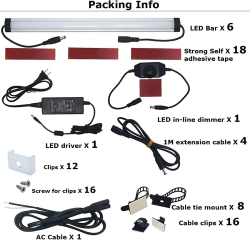 Miniatura 6 de Luces LED Litever bajo clóset, Blanco, LL-008-6P, 31.00watts, 120.00 volts Cable negro- Luz diurna blanca 5000K