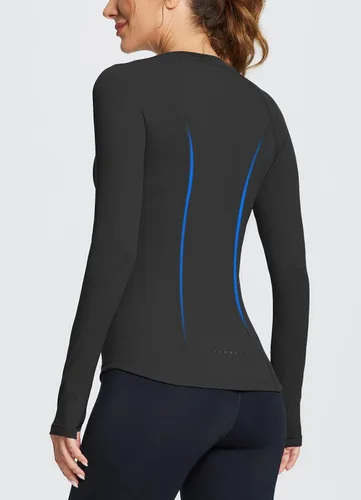 Miniatura 2 de BALEAF Women's Long Sleeve Workout Tops Compression Running Shirts Fitted Athletic Warm Thumbholes Quick Dry Stretch Yoga
