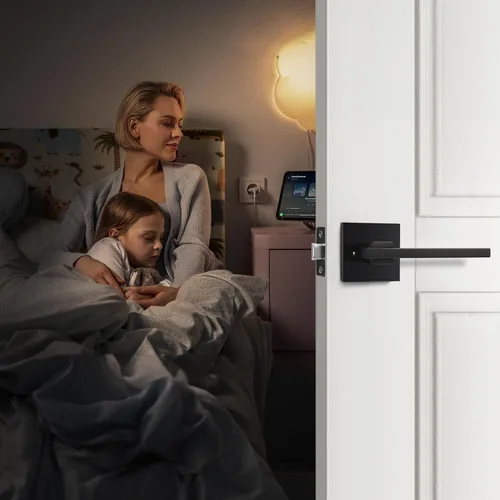 Miniatura 5 de Orger Paquete de 1 Manija de Puerta de Privacidad Negro Mate, Cerradura de Puerta Interior Sin Llave para Dormitorio y Baño, Manija de Puerta