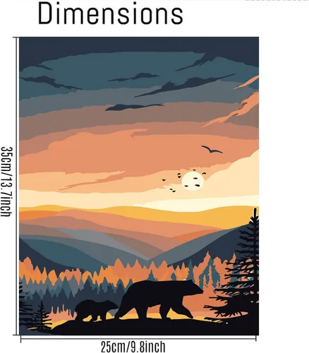 Miniatura 5 de 6 paquetes de pintura por números para adultos principiantes, kits de pintura por números de parques nacionales sobre lienzo sin marco, Yellowstone
