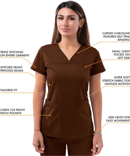 Miniatura 3 de Adar Pro - Conjunto de ropa quirúrgica que facilita el movimiento para mujer, blusa quirúrgica con cuello en V en corazón y pantalón quirúrgico
