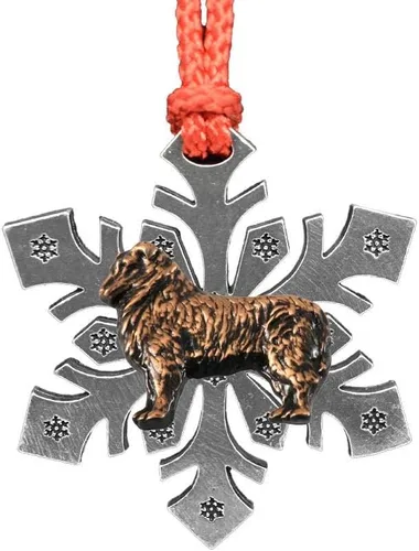 Miniatura 49 de Adorno navideño para colgar en la cabeza de collie con borde de peltre antiguo hecho a mano para decorar coronas y árboles de Navidad del hogar