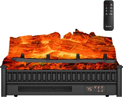 AIRMATE Calentador eléctrico de chimenea de 1500 W, troncos de inserción de chimenea eléctrica de 22 pulgadas, temporizador de chimenea de 12 horas,