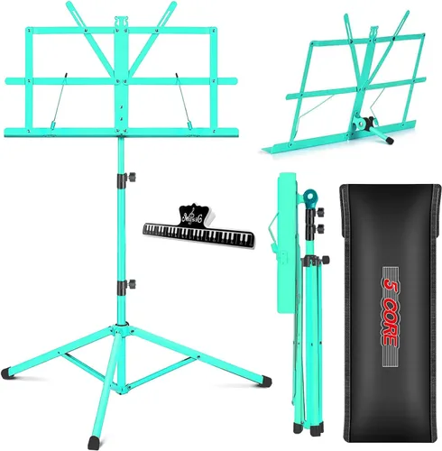 Miniatura 13 de 5 CORE Soporte de partituras portátil de doble uso para libros de escritorio, trípode ligero plegable ajustable de 52 pulgadas con bolsa de Negro