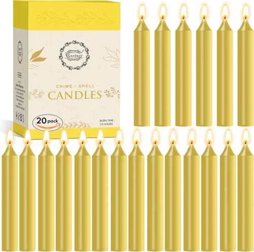 Miniatura 18 de Raajsee Paquete de 20 mini velas cónicas sin perfume, rojas 5 pulgadas (alto) velas para cena sin humo y sin goteo cera de parafina con mechas
