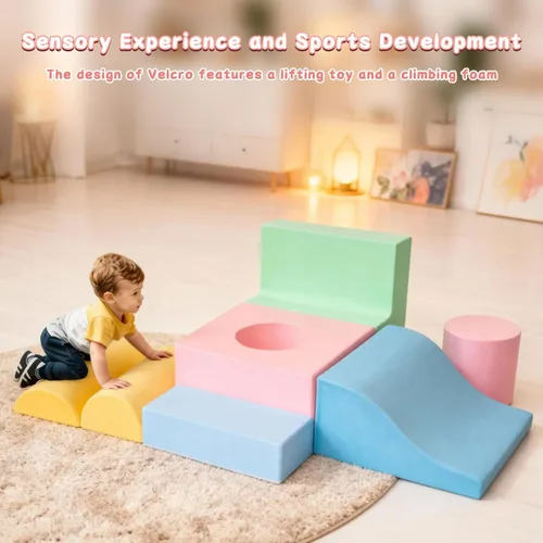 Miniatura 8 de MIND&ACTION 6 piezas de juguetes de escalada para niños pequeños, juguetes de escalada para niños de 1 año, juego suave, bloques de escalada
