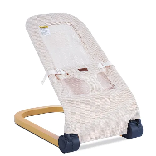 Portabebés portátil y plegable con 3 ajustes de altura, gorila ergonómica para bebés de 0 a 6 meses, estilo de grano de madera, vibraciones Beige