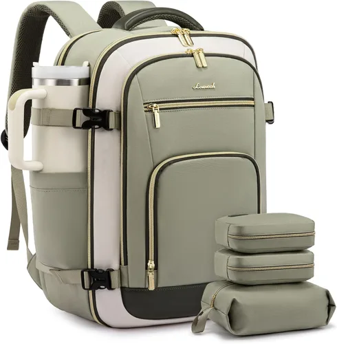 Miniatura 19 de LOVEVOOK Mochila de viaje para mujer y hombre, Beige, Mochilas de viaje