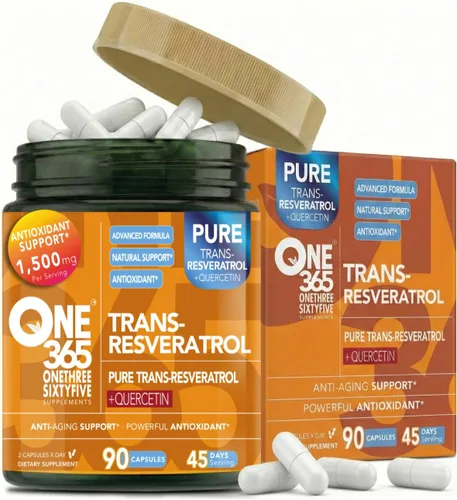 Suplemento Trans Resveratrol con Quercetina Antioxidante y Apoyo al Envejecimiento Saludable Promueve la Salud Celular Corazón Cerebro y Función