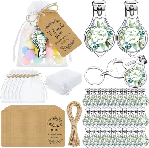 Miniatura 11 de Minatee Juego de 50 abridores de botellas para baby shower, regalos de agradecimiento para invitados de revelación de género (elefante)