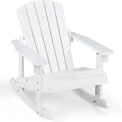 Miniatura 10 de Giantex Mecedora Adirondack de madera para niños, para exteriores, con asiento de listones, pies mecedores suaves, capacidad de peso de 300 libras
