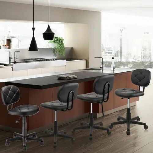 Miniatura 17 de KLASIKA Silla giratoria de cuero con soporte para la espalda, asiento hidráulico ajustable, altura de 22 pulgadas, para oficina, masaje, facial