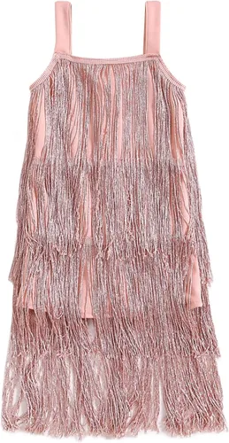 Vestido de lentejuelas para niños, vestido sin mangas con borlas brillantes, vestido de baile latino para fiesta, vestido de baile latino, 1-6T