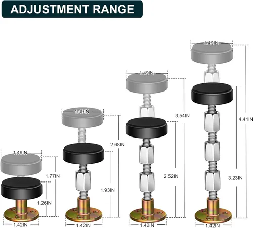 Miniatura 2 de Krisler Marco de cama ajustable roscado, herramienta antivibración, tapones de cabecero, herramienta antivibración para camas, armarios, sofás, 4