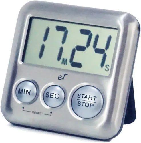 Miniatura 11 de Temporizador de cocina digital elegante de acero inoxidable - Carbón - Parte posterior magnética fuerte - Soporte de patada - Alarma fuerte