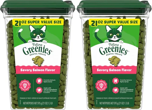 Miniatura 17 de Golosinas dentales naturales Greenies para gatos adultos recomendadas por veterinarios, sabor delicioso a salmón, envase de 9.75 oz