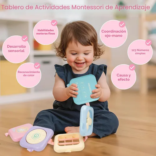 Miniatura 3 de GRESEESM Juguetes Montessori para niñas de 1 año, regalos, tablero de actividades para niños pequeños, juguetes sensoriales de aprendizaje y viaje