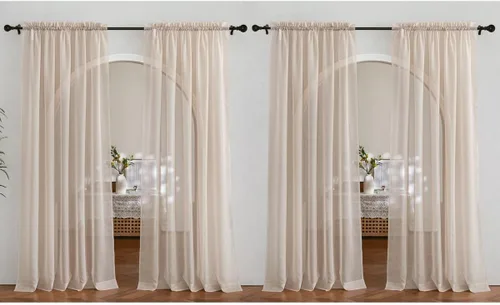 Miniatura 28 de NICETOWN Cortinas traslúcidas de gasa para ventana de dormitorio, bolsillo para barra, elegantes cortinas traslúcidas ligeras que llegan al suelo
