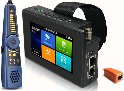 EVERSECU Probador de CCTV 5 en 1 con cable Tracer compatible con cámara IP de hasta 4K y cámara analógica AHD, TVI, CVI y CVBS de 8 mp, monitor de