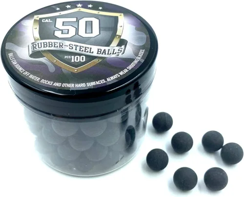 Miniatura 3 de 100 bolas de acero de goma de mezcla dura de alta calidad, bolas de paintballs en 50 Cal. para entrenamiento de tiro, pistolas de defensa personal